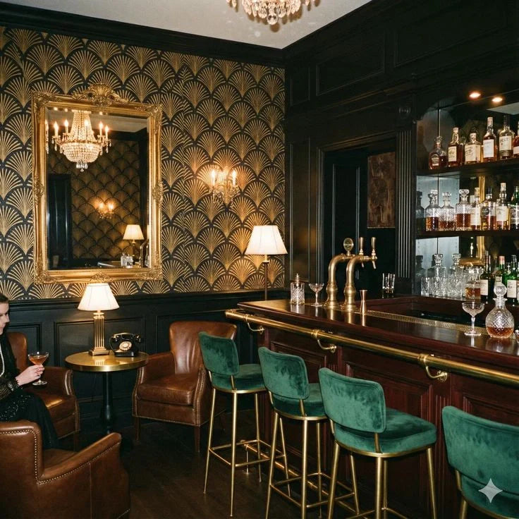 irish pub with brass rail brass faucet and cosy vibes