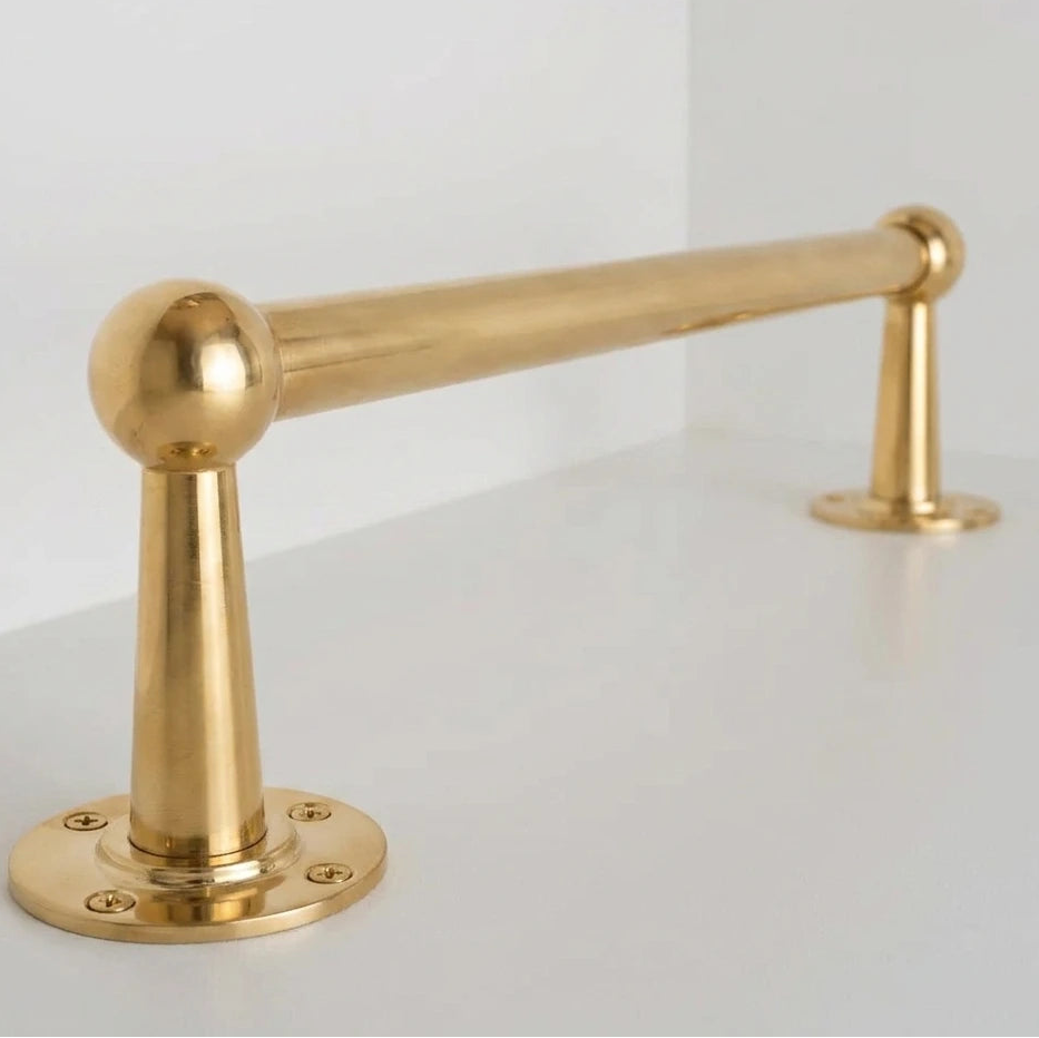 Unlacquered Brass Foot Rail With Brackets 