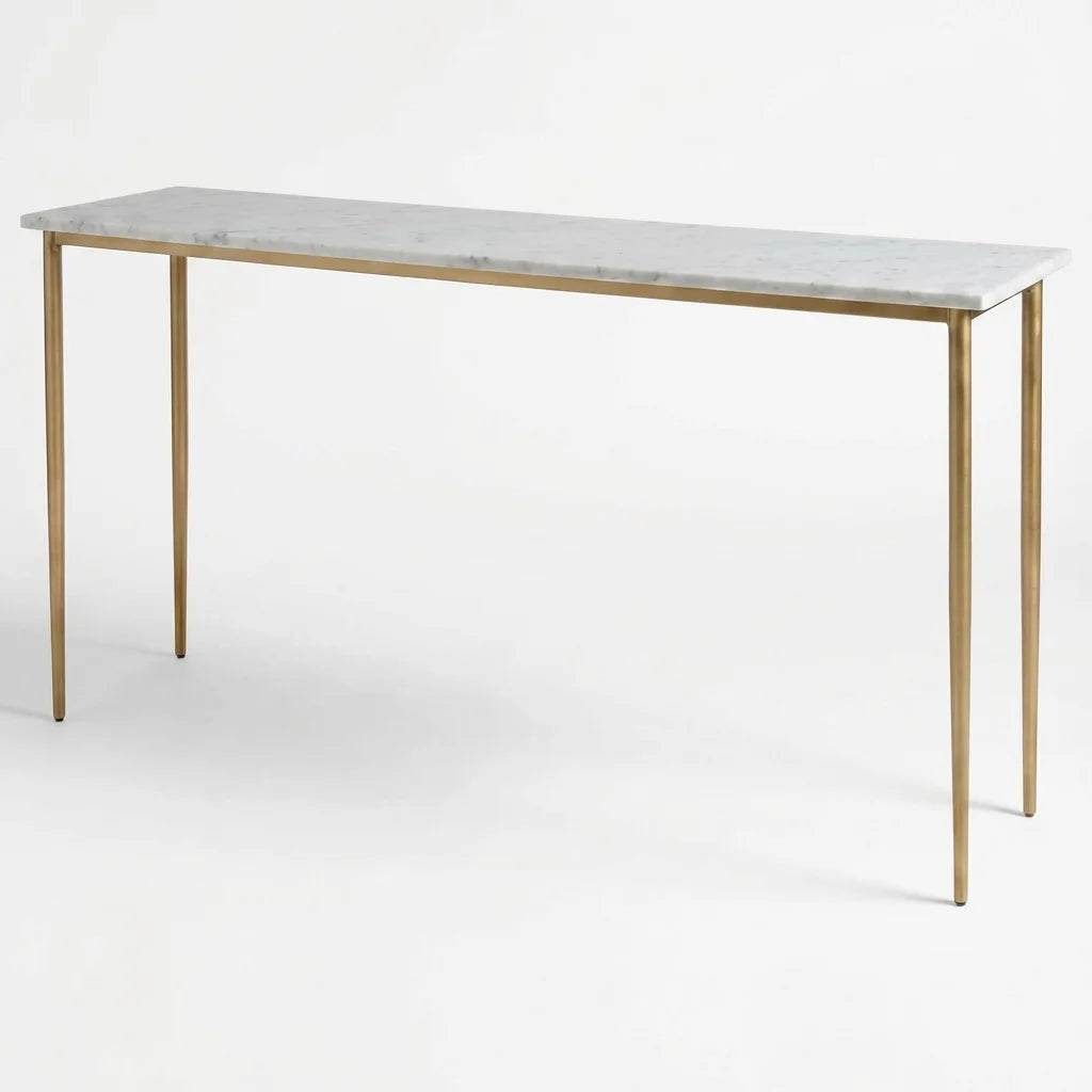 Modern Entryway Console Brass Table, Minimalist Hallway Console