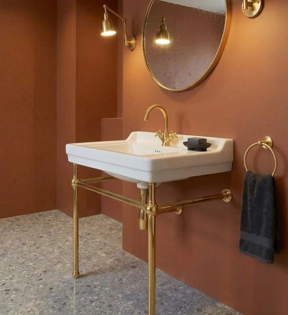 Solid Brass Console Sink Legs, Unlacquered Washstand Stand, Victorian Bathroom Vanity