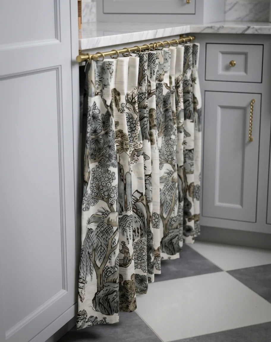 Cupboard Skirt Brass Rod, Cabinet Curtain Skirt Rod