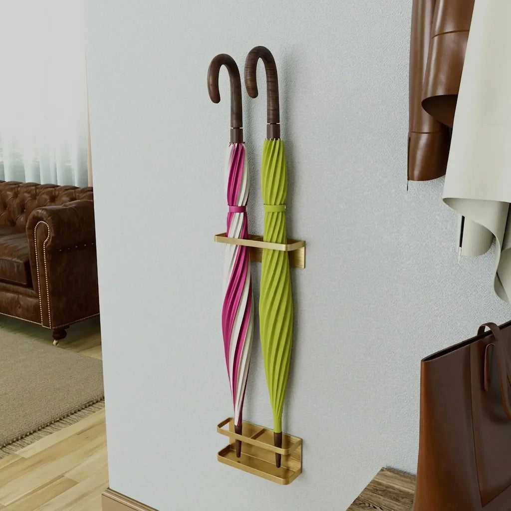 Brass Entryway Umbrella Stand, Solid Unlacquered Brass Umbrella Rack