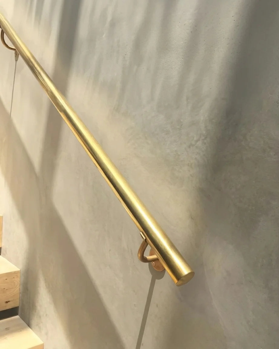 Solid Brass Handrail with Brackets, Railing for Stairs