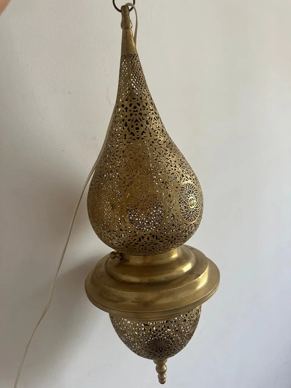 Moroccan Brass Pendant Lantern, Filigree Ceiling Light, Handmade Boho Lamp, Artisan Hanging Light Fixture