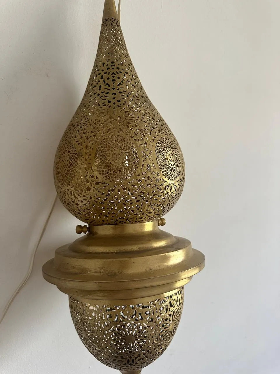 Moroccan Brass Pendant Lantern, Filigree Ceiling Light, Handmade Boho Lamp, Artisan Hanging Light Fixture