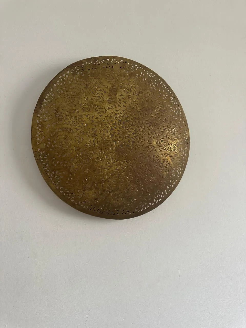 Moroccan Brass Round Bulb Cover, Filigree Lamp Light, Handmade Boho Lamp, Artisan Hanging Light Fixture