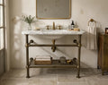 Aged Solid Brass Sink and Washstand Base – Bronze Finish Brass Vanity Console