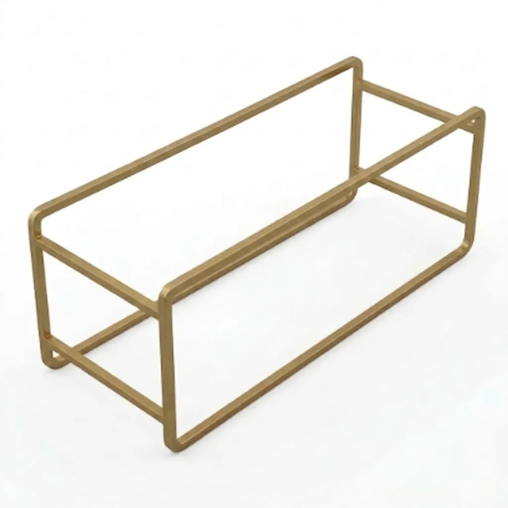 Solid brass bed end bench frame on a white background