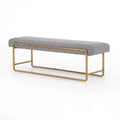 Solid brass bed end bench frame with grey upholestry