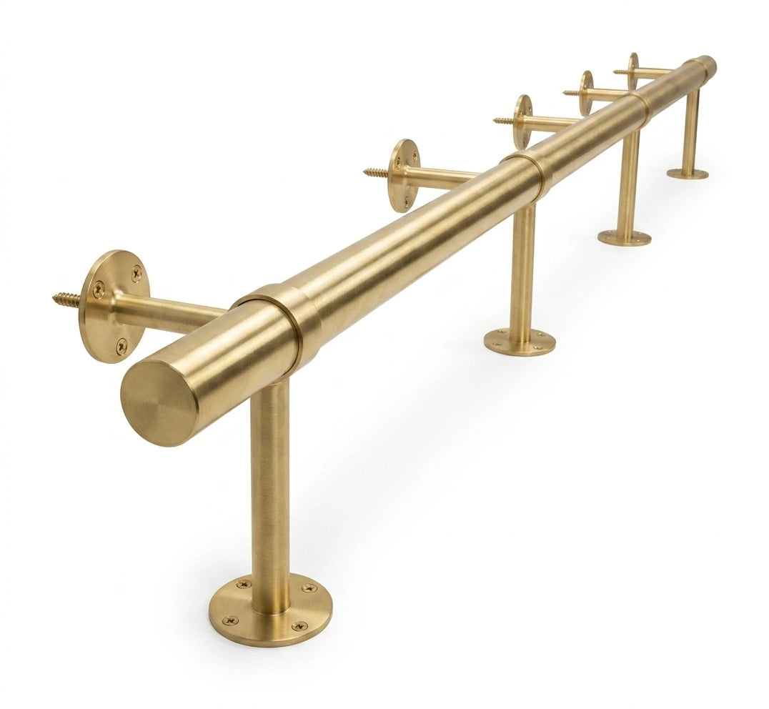 Brass Foot Rail in a white background