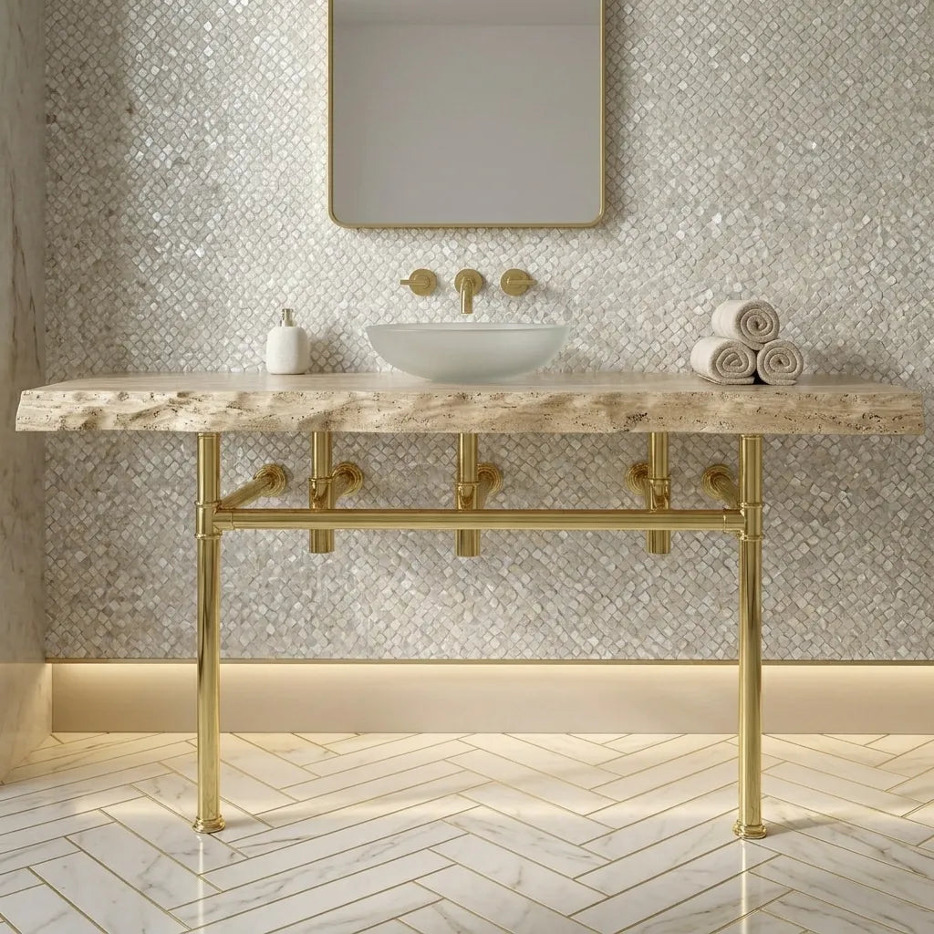 Brass Sink Legs , Vintage Solid Brass Bathroom Vanity base Legs