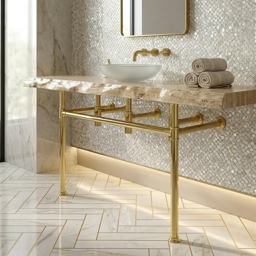 Brass Sink Legs , Vintage Solid Brass Bathroom Vanity base Legs