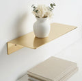 Unlacquered Brass Floating Shelf, Golden Solid Metal Shelves