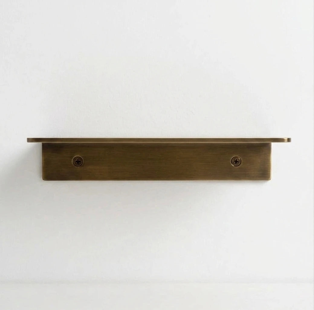 Aged Brass Shelf, Unlacquered Solid Brass Shelves, Wall Floating Shelf