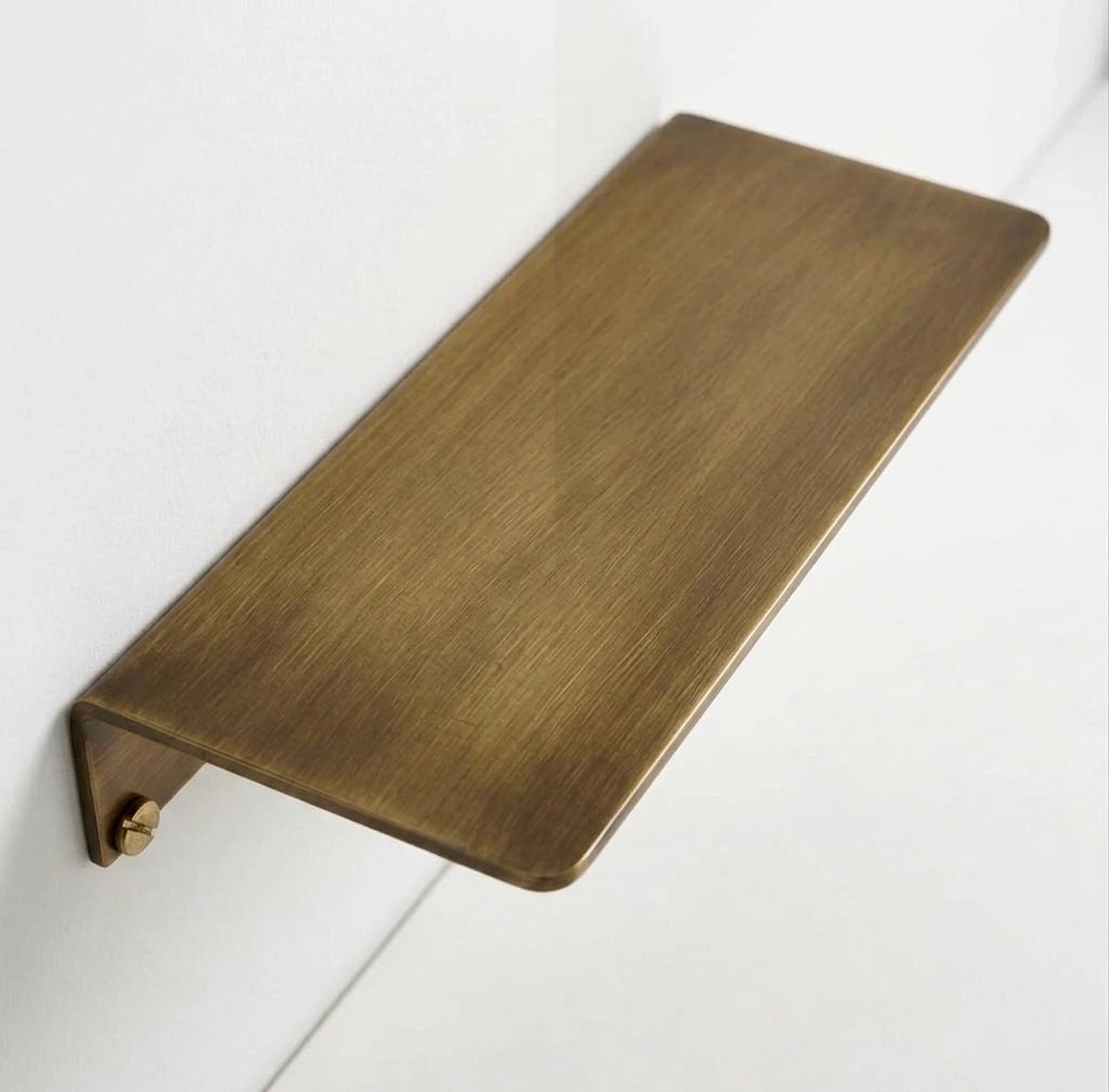 Aged Brass Shelf, Unlacquered Solid Brass Shelves, Wall Floating Shelf