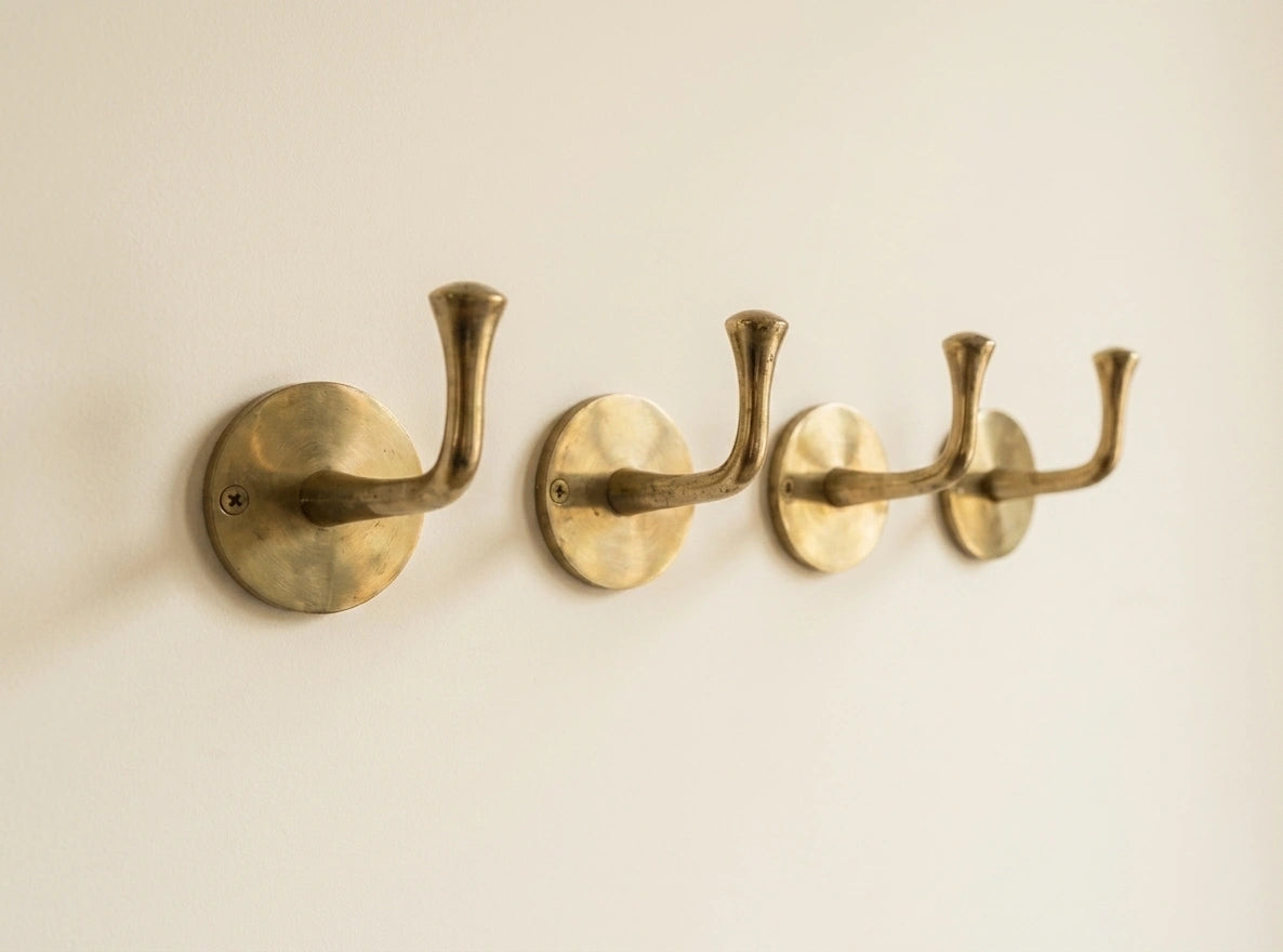 Solid Brass Hooks, Handcrafted Wall And Door Brass Hooks For Coats and Kets