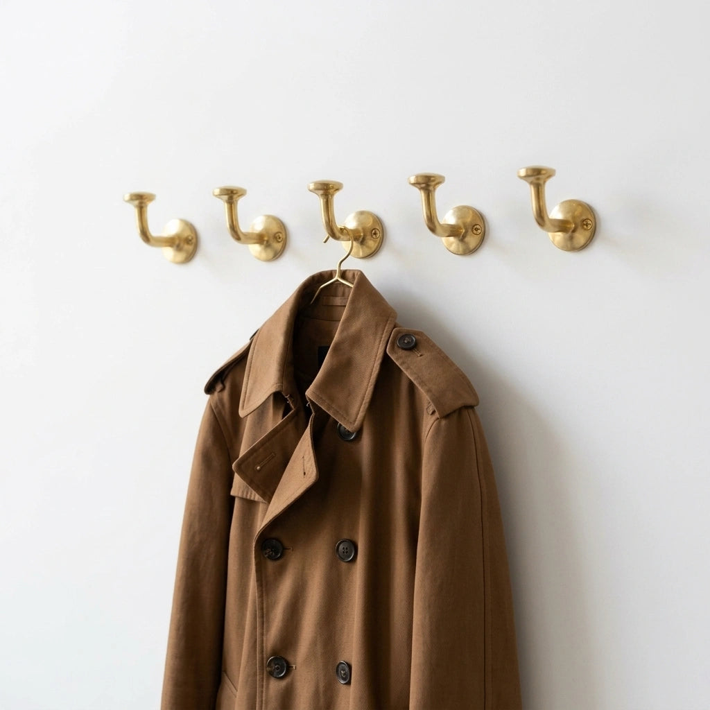 Brass Wall Hook, Handmade Solid Brass Hanging Hooks