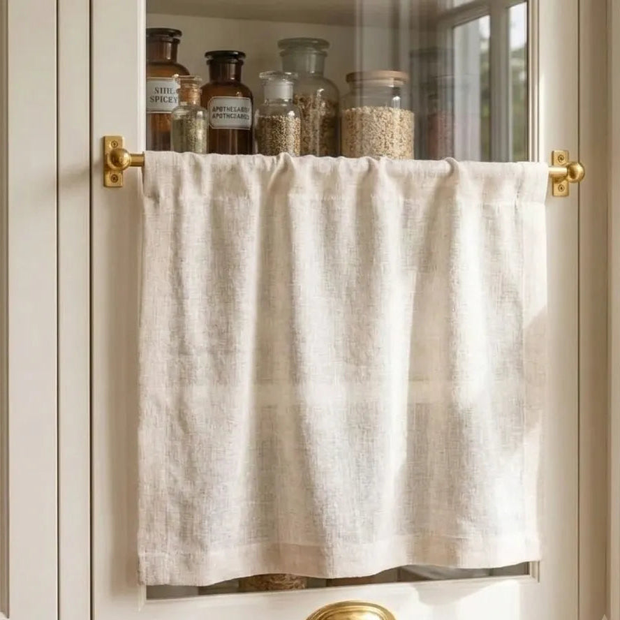 Solid Brass Curtain Rings with Loops | Vintage Style Unlacquered Drapery Cafe Rings