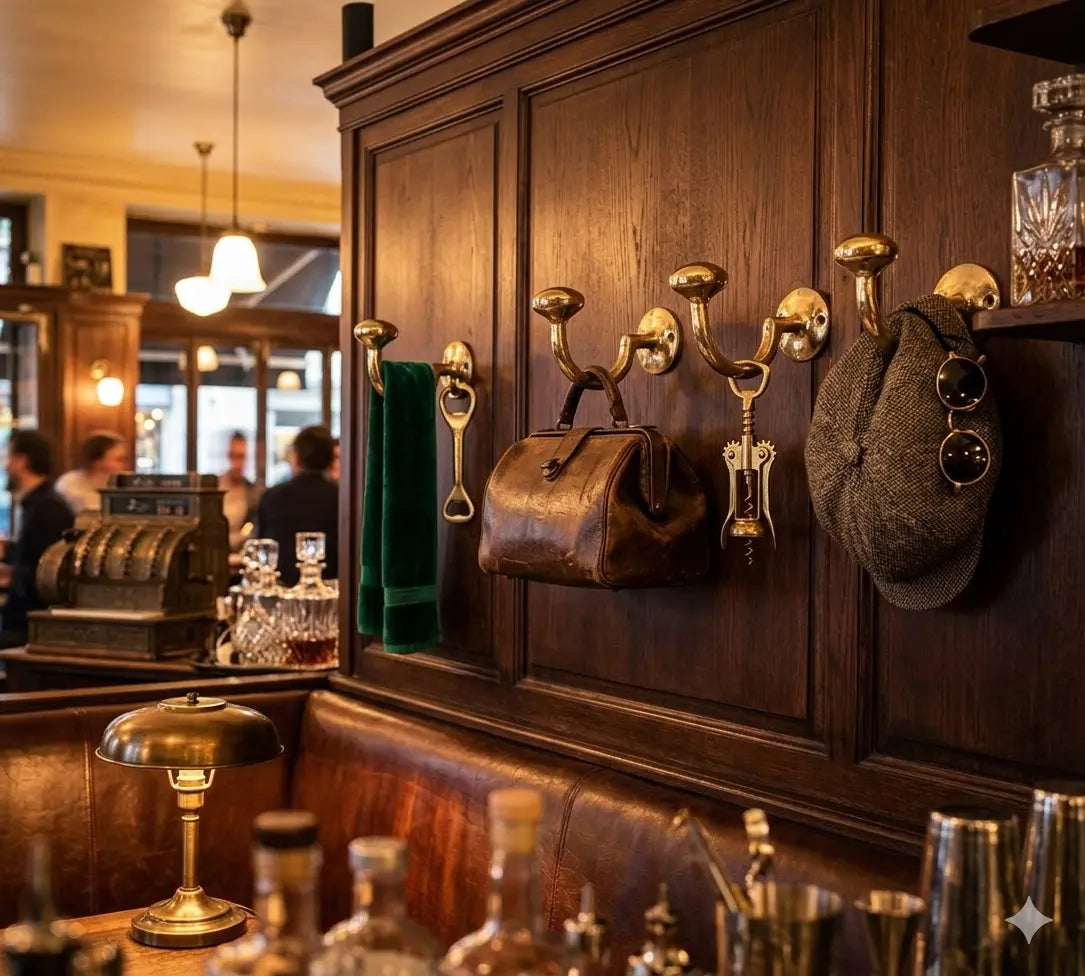 Brass Hook Set, Coat Hook, Solid Unlacquered Brass Hook