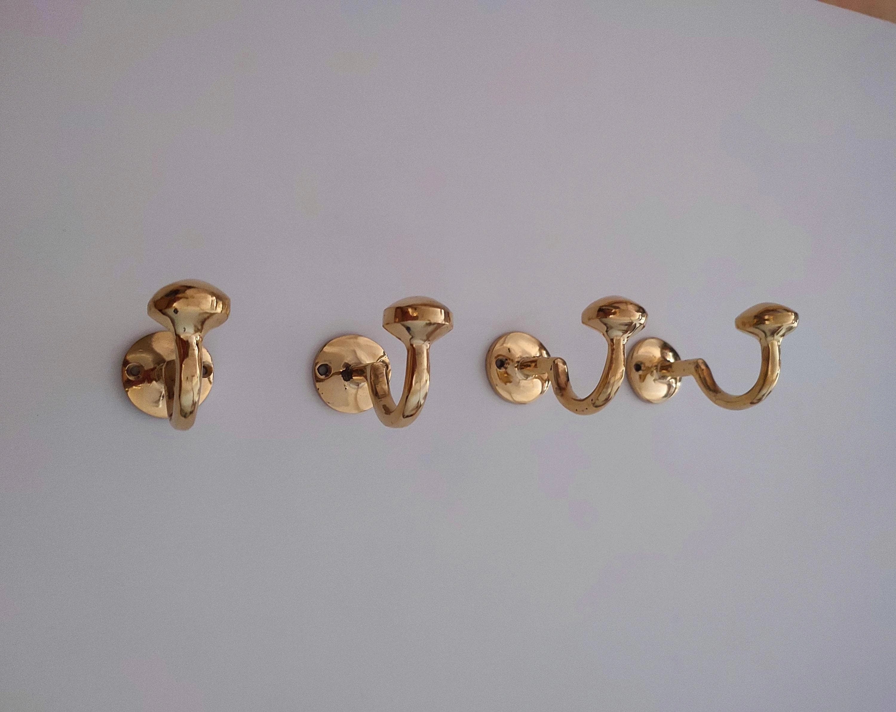 Brass Hook Set, Coat Hook, Solid Unlacquered Brass Hook