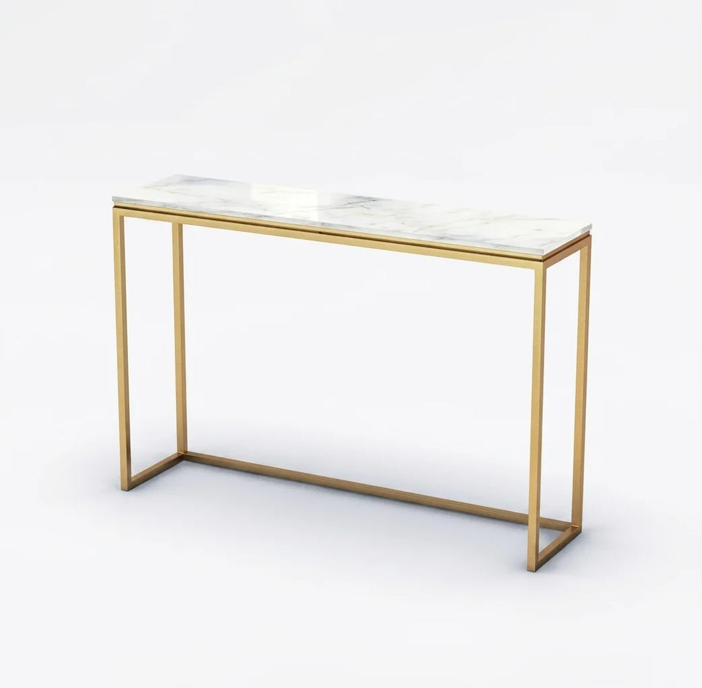Entryway Solid Console Brass Table, Minimalist Hallway Console