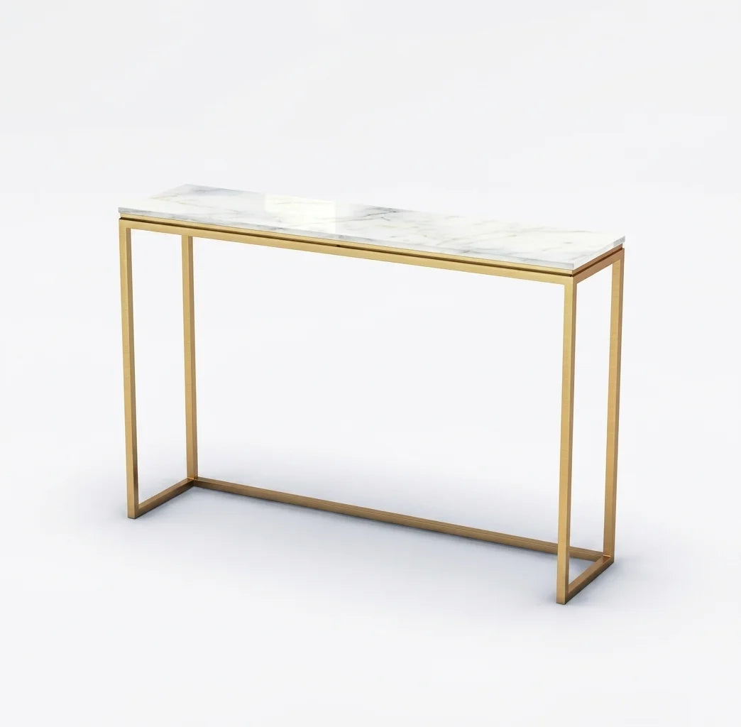 Entryway Solid Console Brass Table, Minimalist Hallway Console