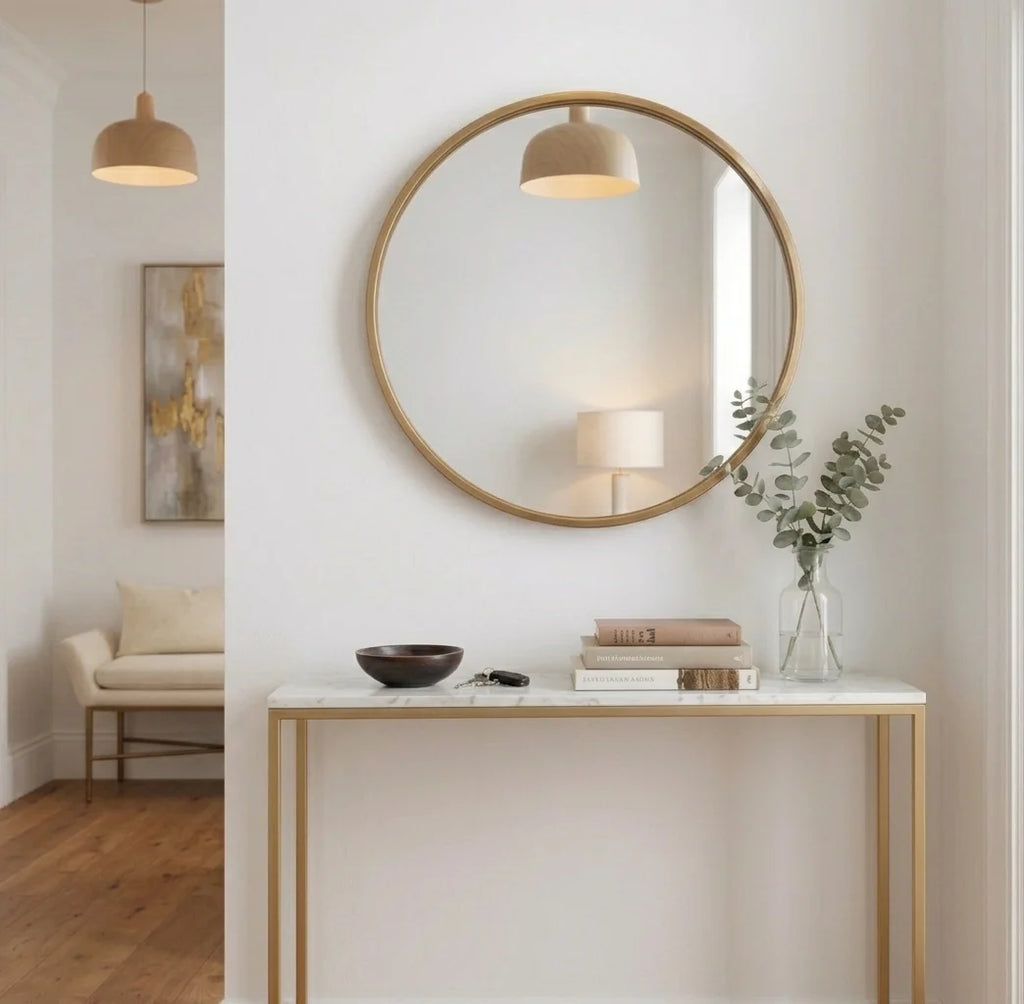 Entryway Solid Console Brass Table, Minimalist Hallway Console
