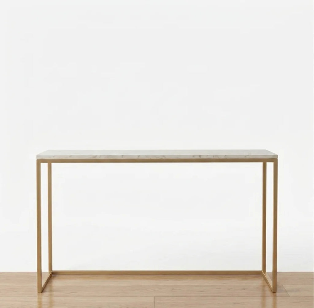 Entryway Solid Console Brass Table, Minimalist Hallway Console