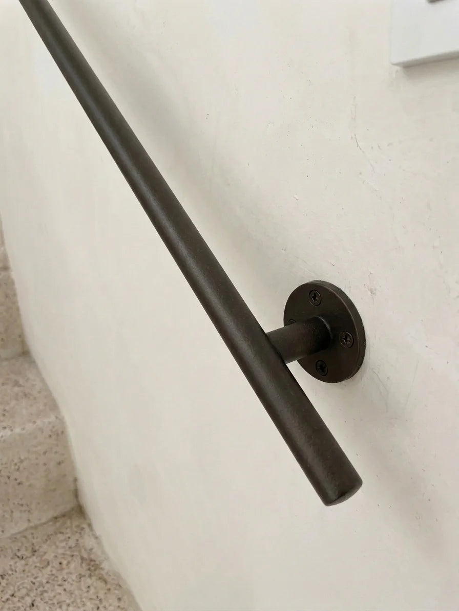 Handforged Black Iron Solid Handrail