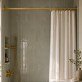 Unlacquered Brass Shower Rod – Wall-to-Wall Curtain Rail with Rings