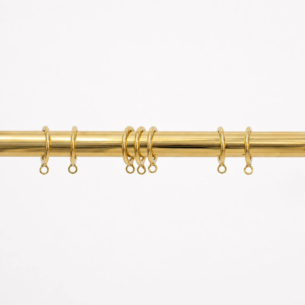 Unlacquered Brass Shower Rod – Wall-to-Wall Curtain Rail with Rings
