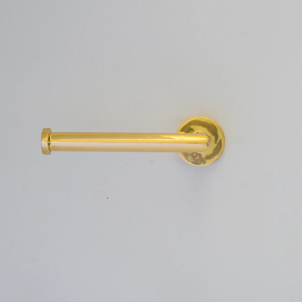 Handmade Unlacquered Brass Toilet Paper Holder, Wall Mounted Bathroom Hardware
