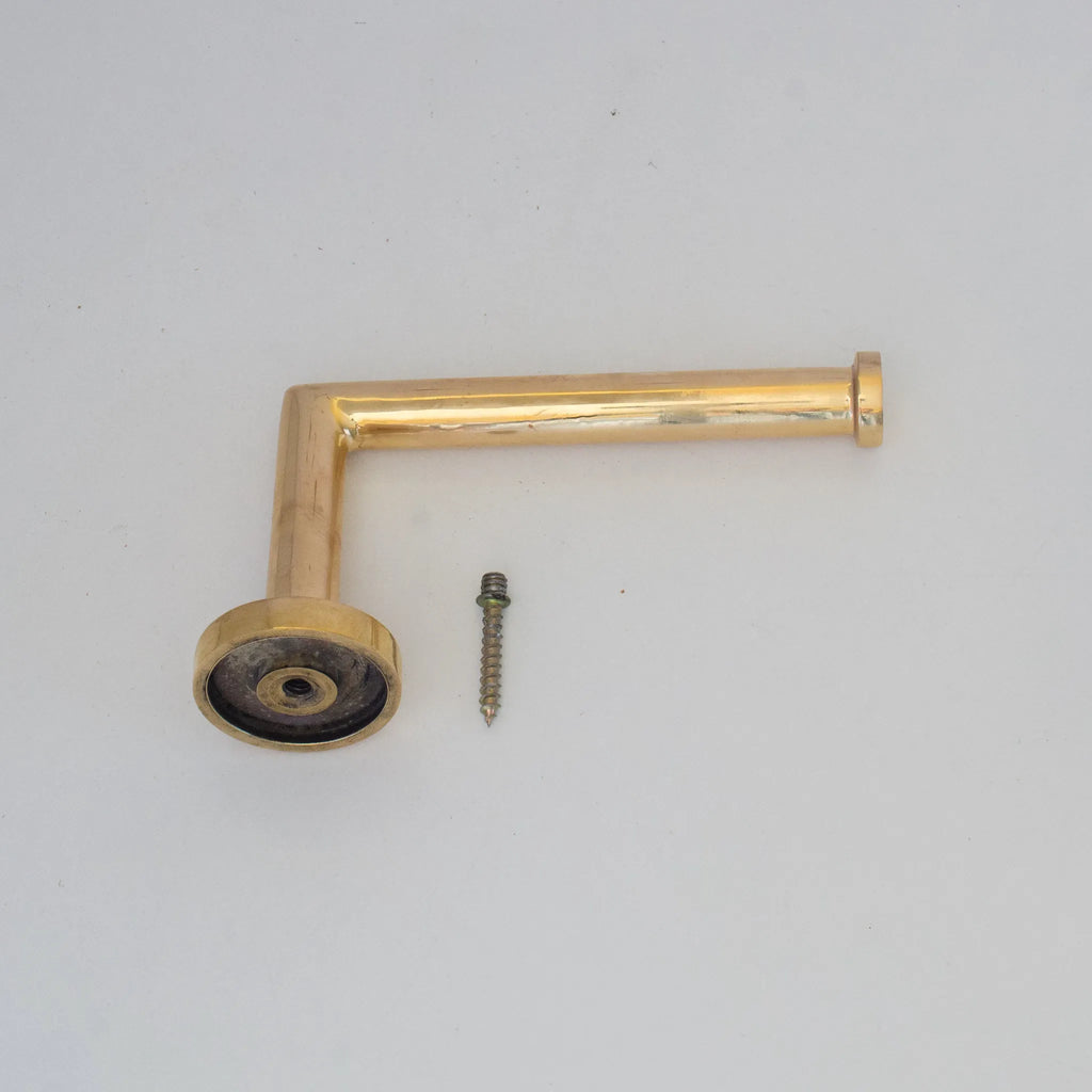 Handmade Unlacquered Brass Toilet Paper Holder, Wall Mounted Bathroom Hardware