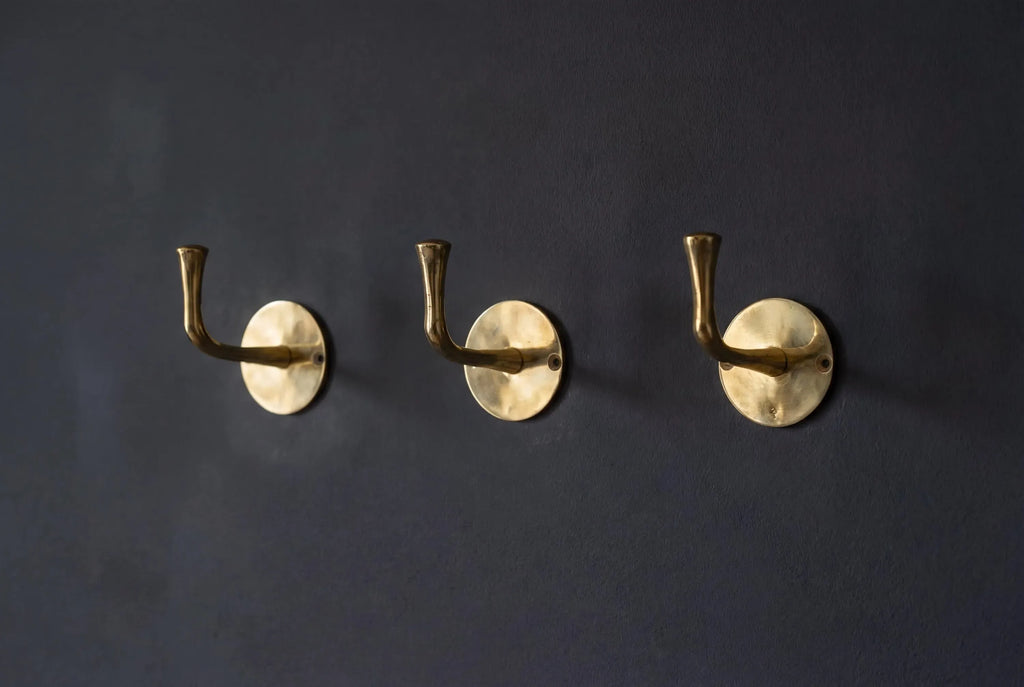 Vintage Hooks Set, Solid Brass Robe Hook, Heavy Duty Single Hook, Wall Mount Robe Hooks