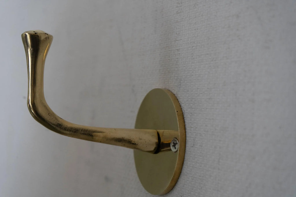 Vintage Hooks Set, Solid Brass Robe Hook, Heavy Duty Single Hook, Wall Mount Robe Hooks