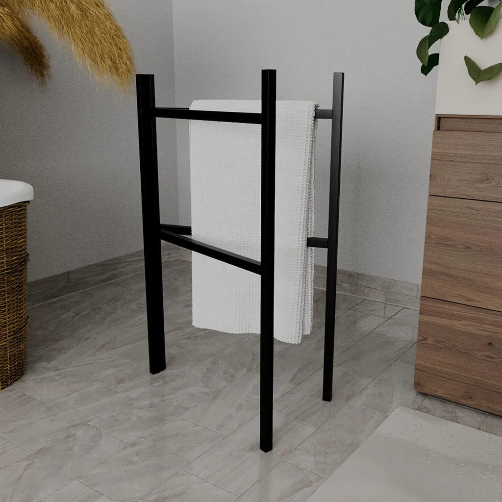 Modern Freestanding Brass Towel Drying Rack – Foldable Bathroom Organizer