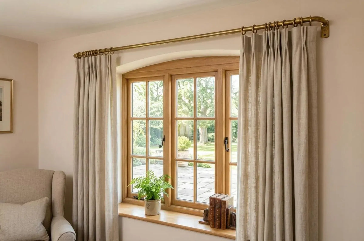 Brass French Return Curtain Rod, Unlacquered Brass Curtain Rod