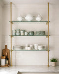 Unlacquered Brass Floor to Ceiling Shelving Frame – Customizable Luxury Bathroom Organizer