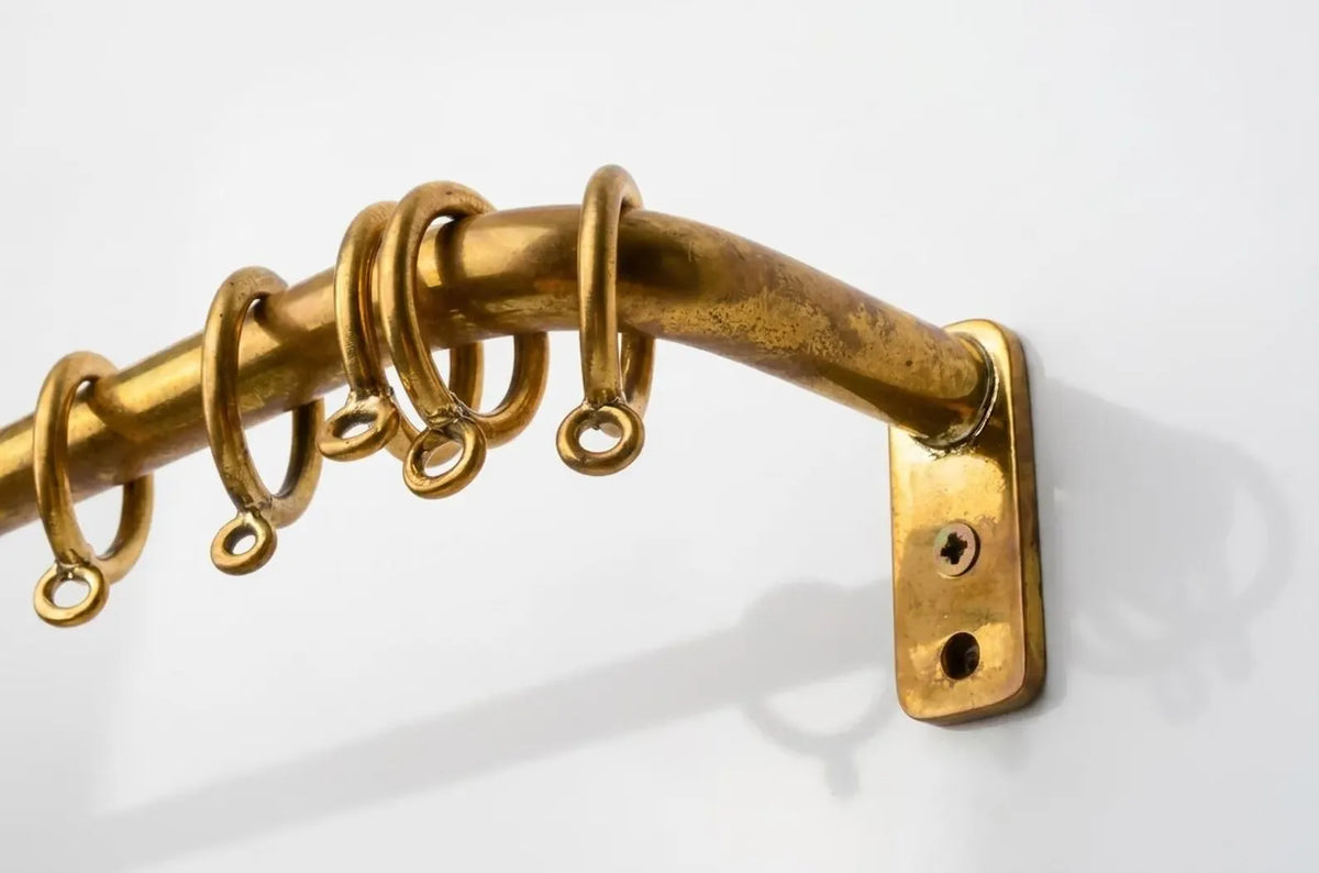 Brass French Return Curtain Rod, Unlacquered Brass Curtain Rod