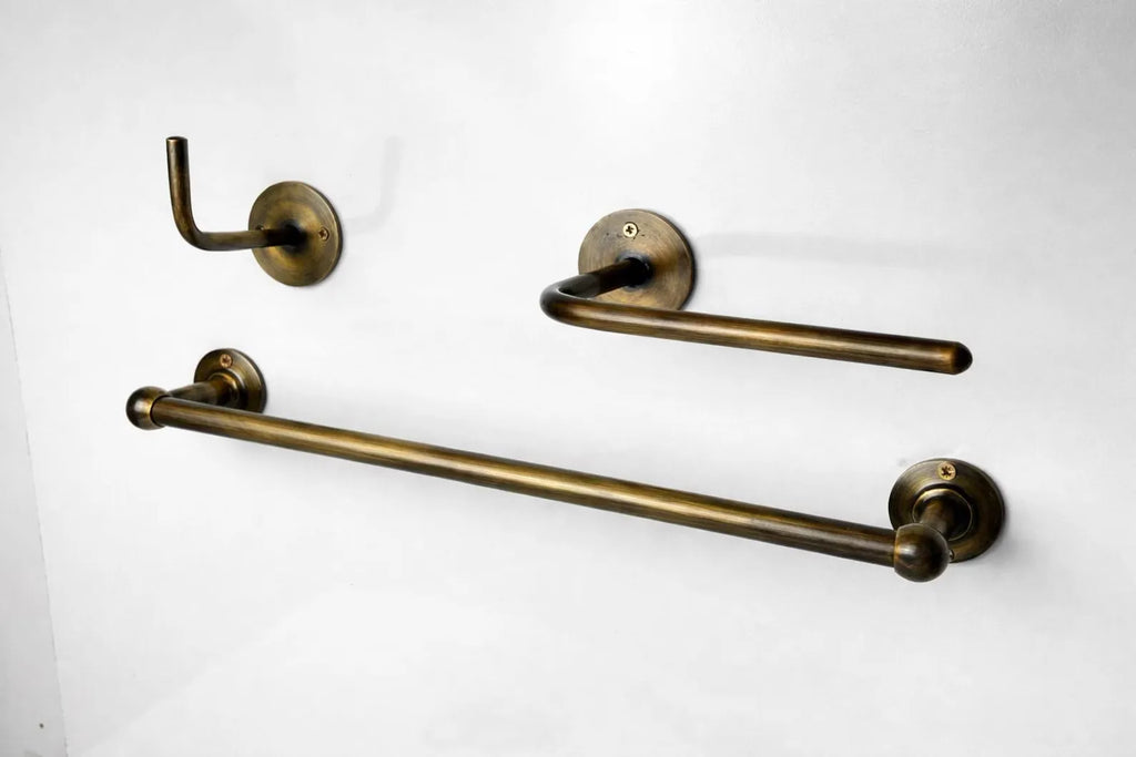 Bronze Bathroom Hardware Set, 20" Towel Bar, Toilet Paper Holder, Wall Hook