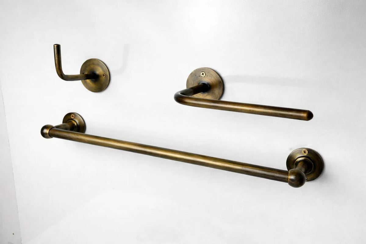Bronze Bathroom Hardware Set, 20" Towel Bar, Toilet Paper Holder, Wall Hook