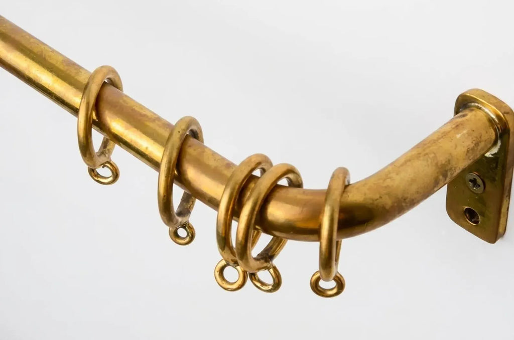 Brass French Return Curtain Rod, Unlacquered Brass Curtain Rod