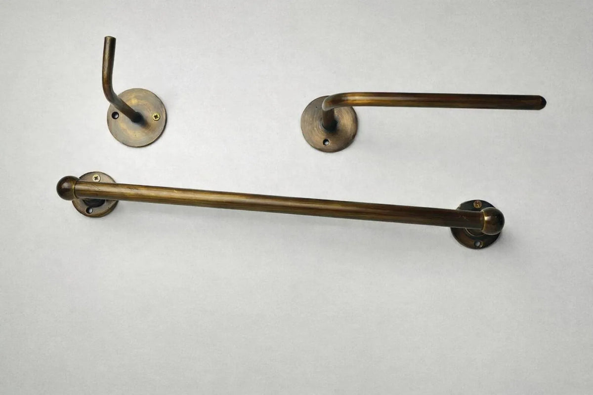 Bronze Bathroom Hardware Set, 20" Towel Bar, Toilet Paper Holder, Wall Hook
