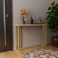 Modern Slim Console Table with Solid Brass Frame, Minimalist Entryway Console Table