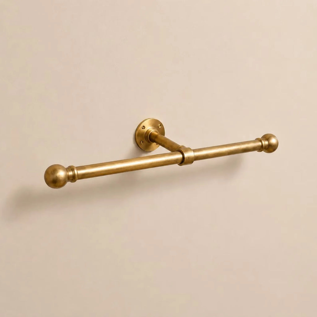 Wall Mounted Clothing Rod, Solid Garment Rack, Minimalist Closet Rod, Unlacquered Brass Hanging Rail