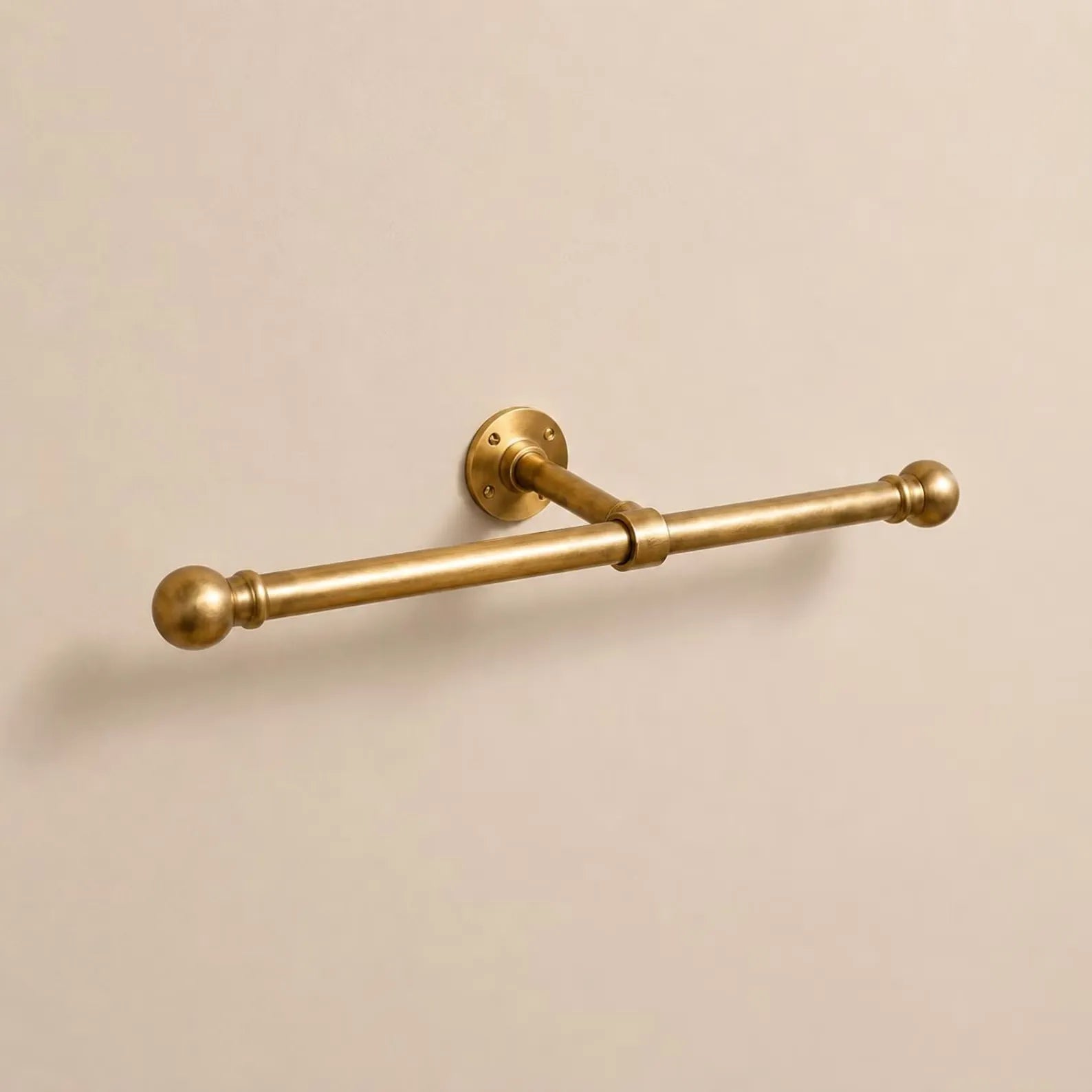 Wall Mounted Clothing Rod, Solid Garment Rack, Minimalist Closet Rod, Unlacquered Brass Hanging Rail