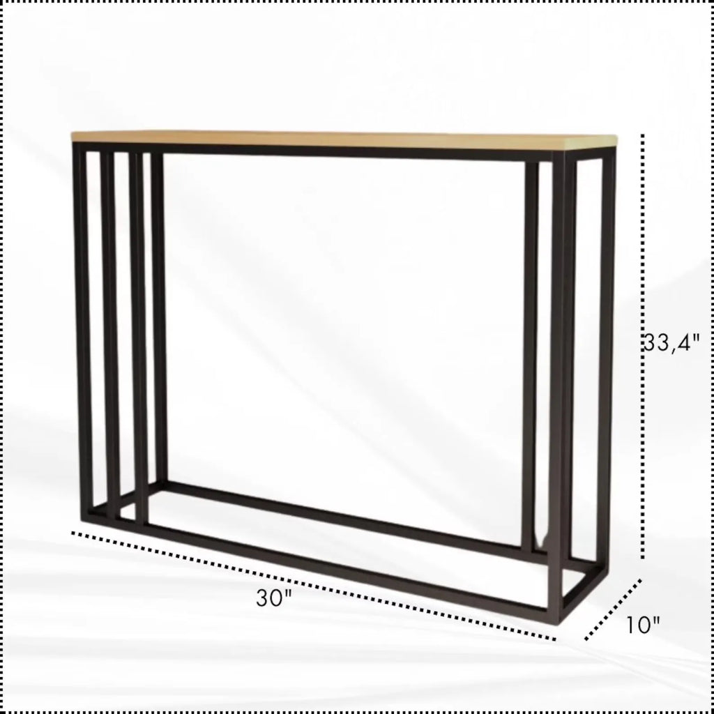 Modern Slim Console Table with Solid Brass Frame, Minimalist Entryway Console Table