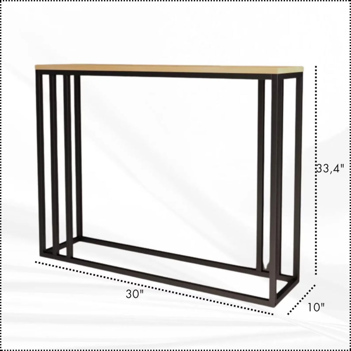 Modern Slim Console Table with Solid Brass Frame, Minimalist Entryway Console Table