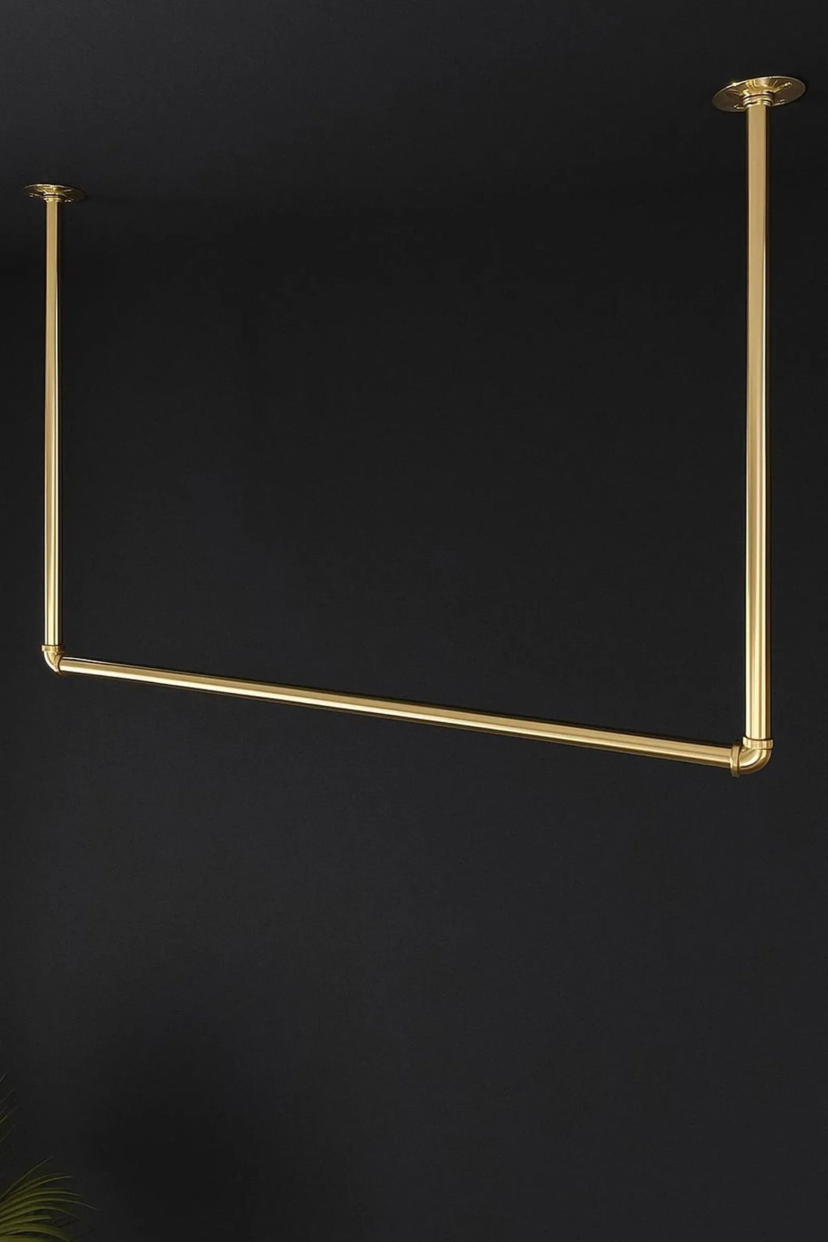 Brass Ceiling Mounted Clothing Rack, Brass Hanging Clothing Rod, Garment Rail