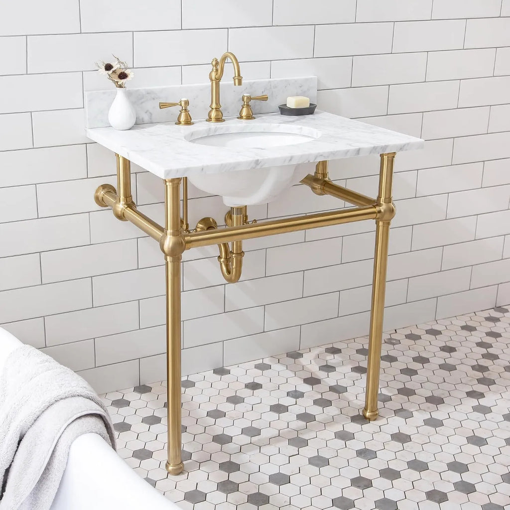 Wash Stand Satin Brass Legs, Vanity Sink Brass Console
